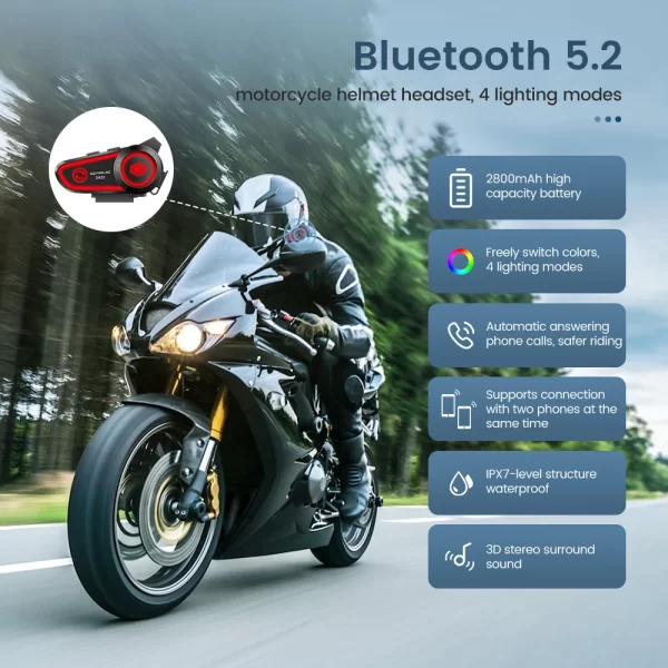 Casque de Moto Stéréo Bluetooth – Image 4