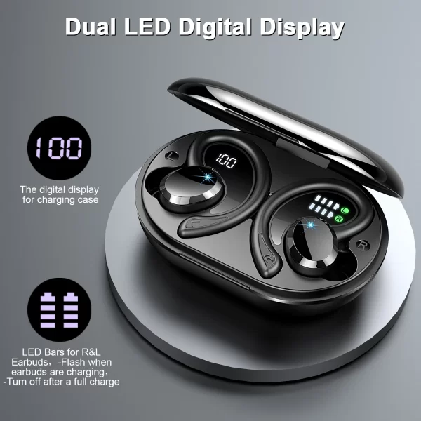 Écouteurs sans fil, écouteurs Bluetooth 5.3, basses stéréo, micro intra-auriculaires antibruit, écouteurs IP7 étanches pour sport, lecture 40H. – Image 3