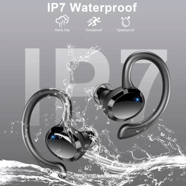 Écouteurs sans fil, écouteurs Bluetooth 5.3, basses stéréo, micro intra-auriculaires antibruit, écouteurs IP7 étanches pour sport, lecture 40H. – Image 6