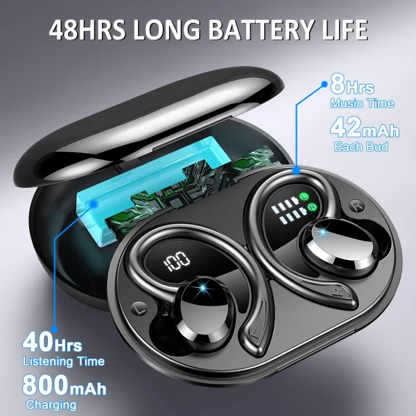 Écouteurs sans fil, écouteurs Bluetooth 5.3, basses stéréo, micro intra-auriculaires antibruit, écouteurs IP7 étanches pour sport, lecture 40H. – Image 4